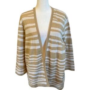 Chicos open front cardigan. Size L/12. Chicos size 2. Gold and white glittery.